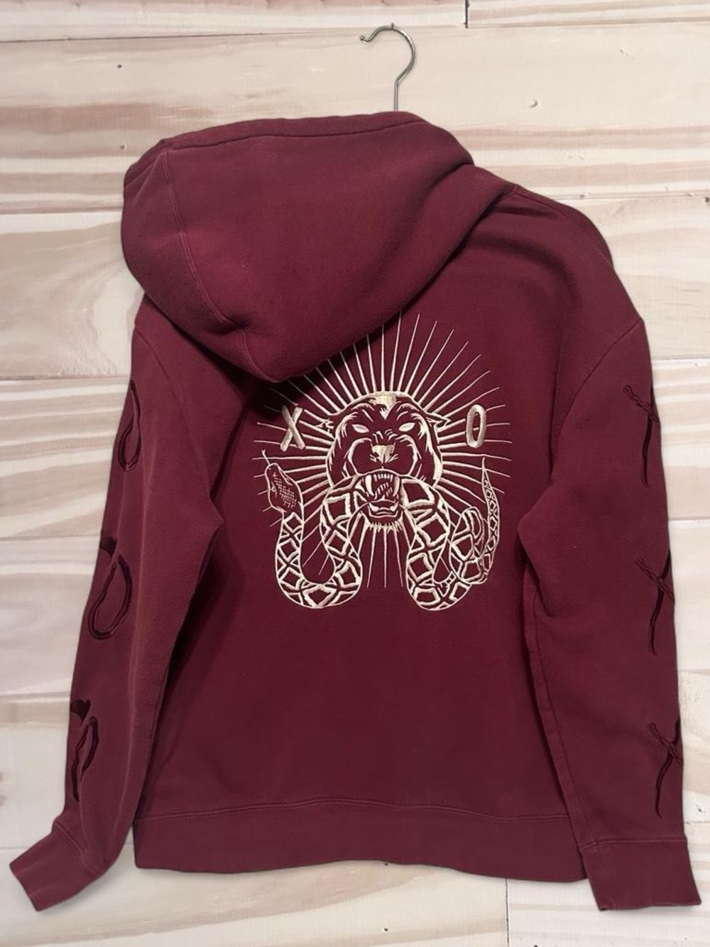 Weeknd XO x H&m Collab hoodie in burgundy from 2017.